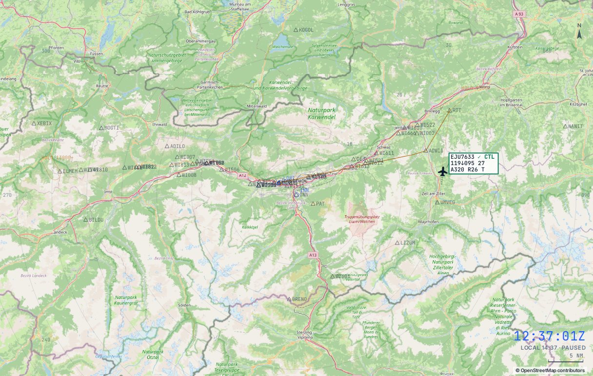 Innsbruck approach radar in the simulator