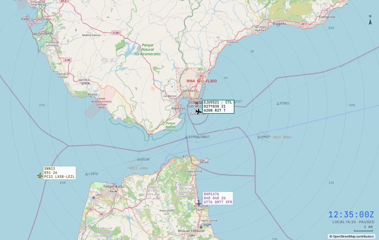 Gibraltar approach radar in the simulator